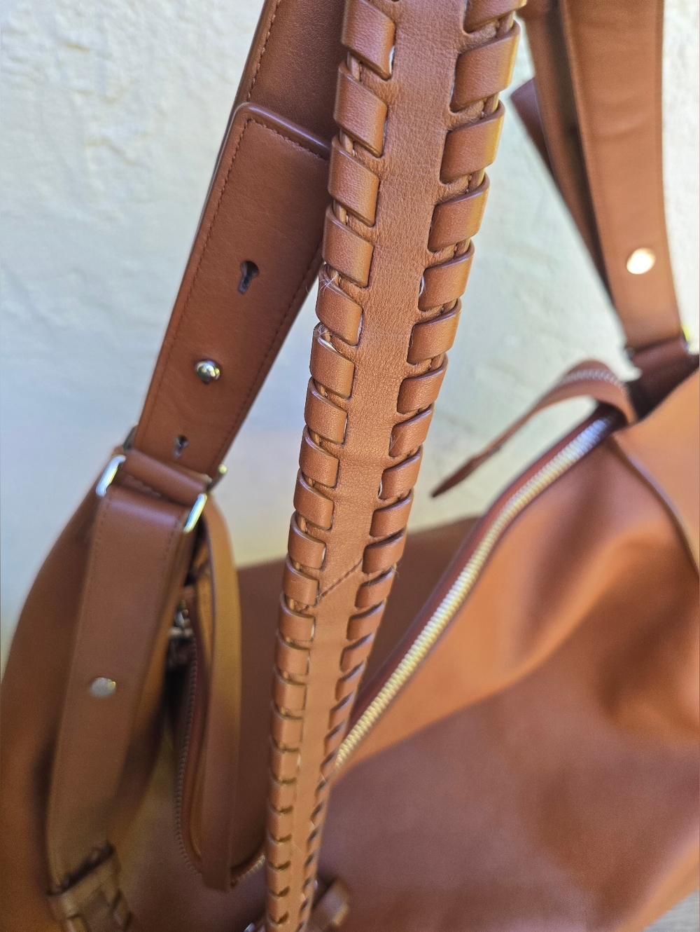 All Saints Brown Kita East West Leather Tote Bag with Braided Strap - Picture 16 of 16